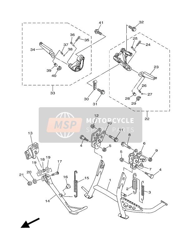 Yamaha XP500A 2012 STÄNDER & FUSSRASTE für ein 2012 Yamaha XP500A